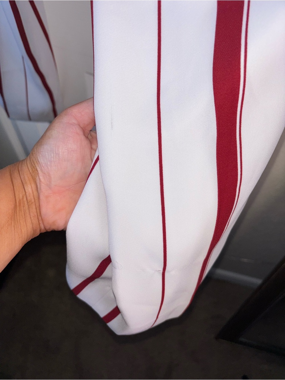 Banana Republic White Pants with Burgundy Vertical Stripes - Picture 10 of 13